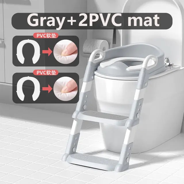 Kids Potty Training Seat, gray & 2 PVC mat