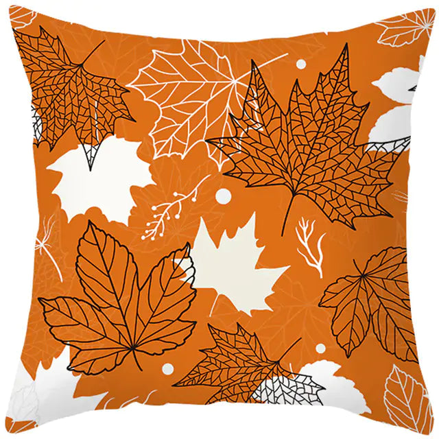 Maple Leaf Pumpkin Fall Pillowcase – Autumn-Themed Home Decor