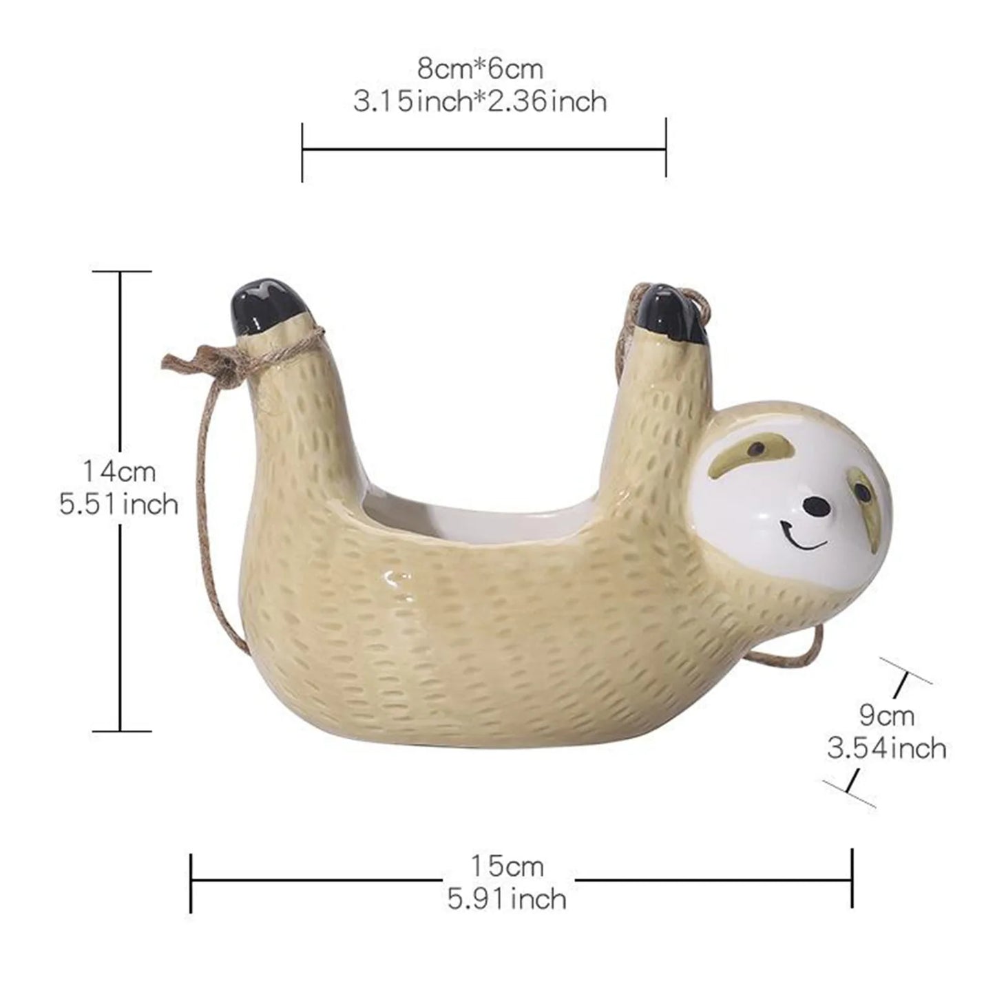 Cute Sloth Hanging Succulent Planter – Ceramic Air Plant Pot
