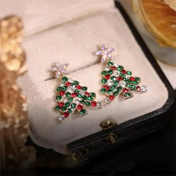 Christmas Tree Earrings Sparkling Holiday Jewelry Gift