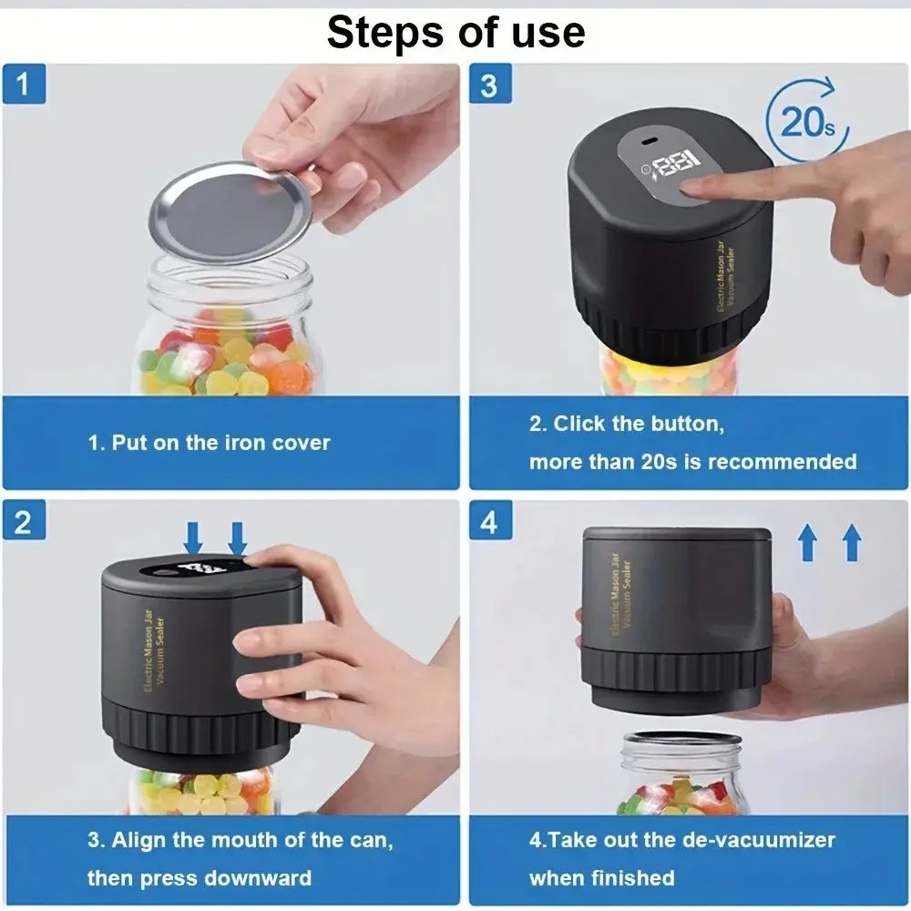 Electric Mason Jar Vacuum Sealer – Preserve Freshness and Extend Shelf Life