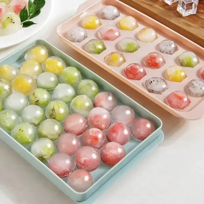 fruit infused ice cubes in Round Ice Ball Molds