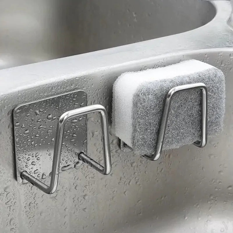 Stainless Steel Sponge Holder holding 1 grey sponge