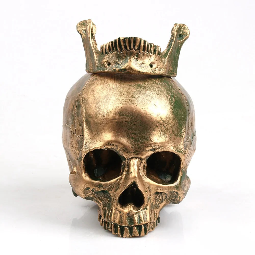 Bronze Resin Skull Model Home Decor – Gothic Art Piece for Unique Interiors