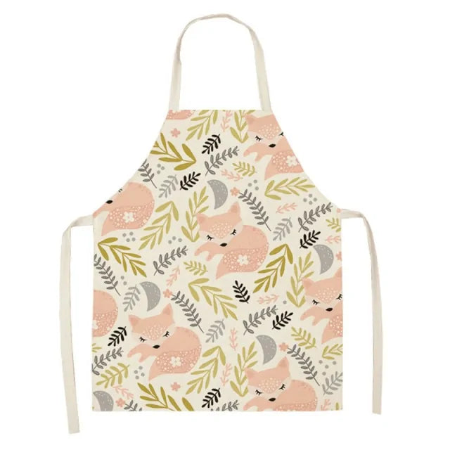 Leaves & Fox Pattern Cooking Apron - Stylish, Comfortable, and Practical