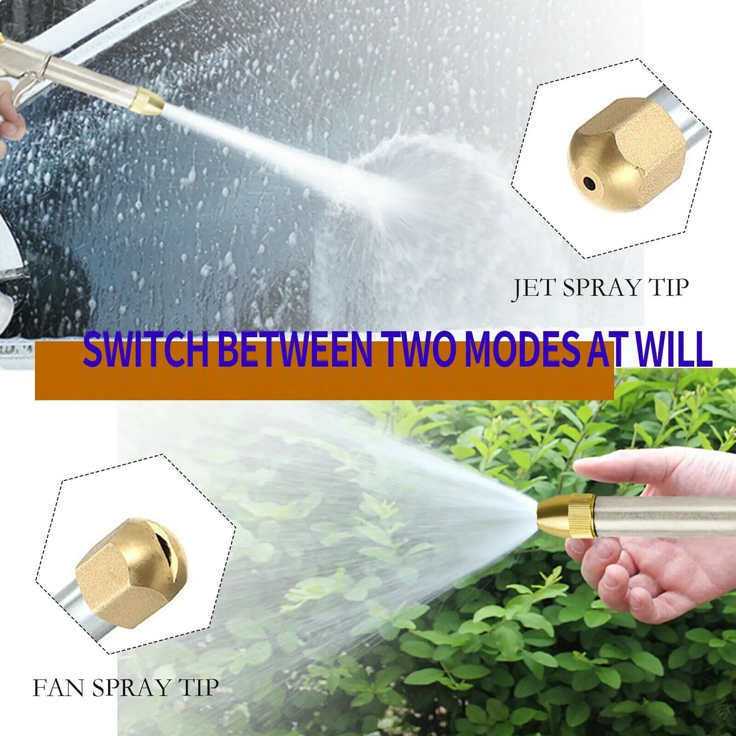 High Pressure Power Washer Nozzle Wand for Garden Hose – 2 Nozzles