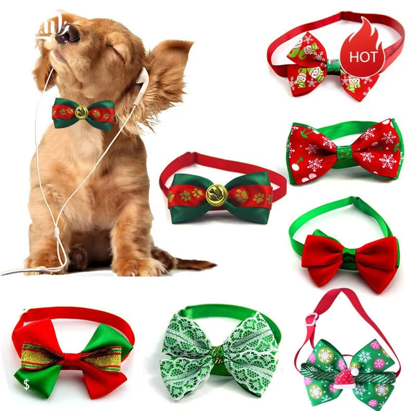 Holiday Pet Bow Collar - Festive and Stylish Accessory for Pets