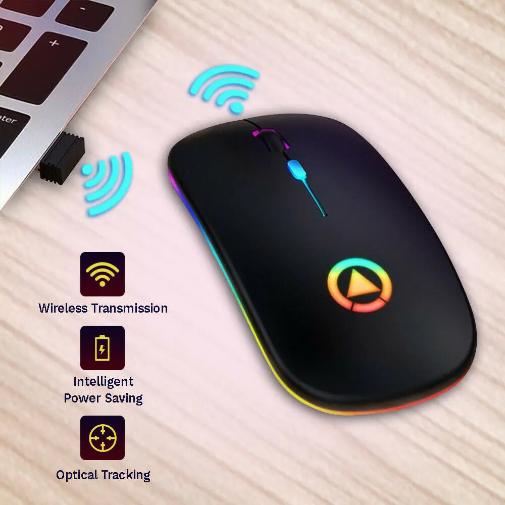 2.4GHz RGB Wireless USB Rechargeable Mouse – Ergonomic, Colorful & Responsive