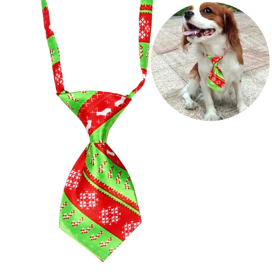 Christmas Dog Necktie - Adjustable Pet Tie for Dogs & Cats, Stylish Holiday Accessory