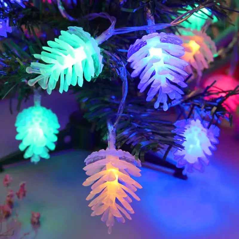 Home Decor LED Warm & Multicolor Pinecone Lamp String Lights - Nature-Inspired Ambiance