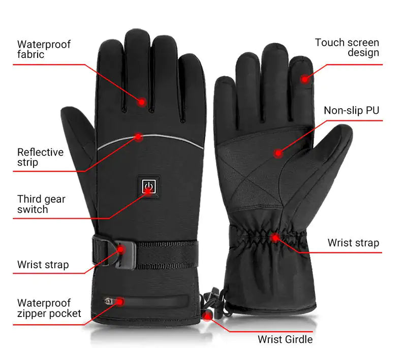 Heated Snow Gloves with Smart Heating Technology for Winter Sports & Outdoor Activities
