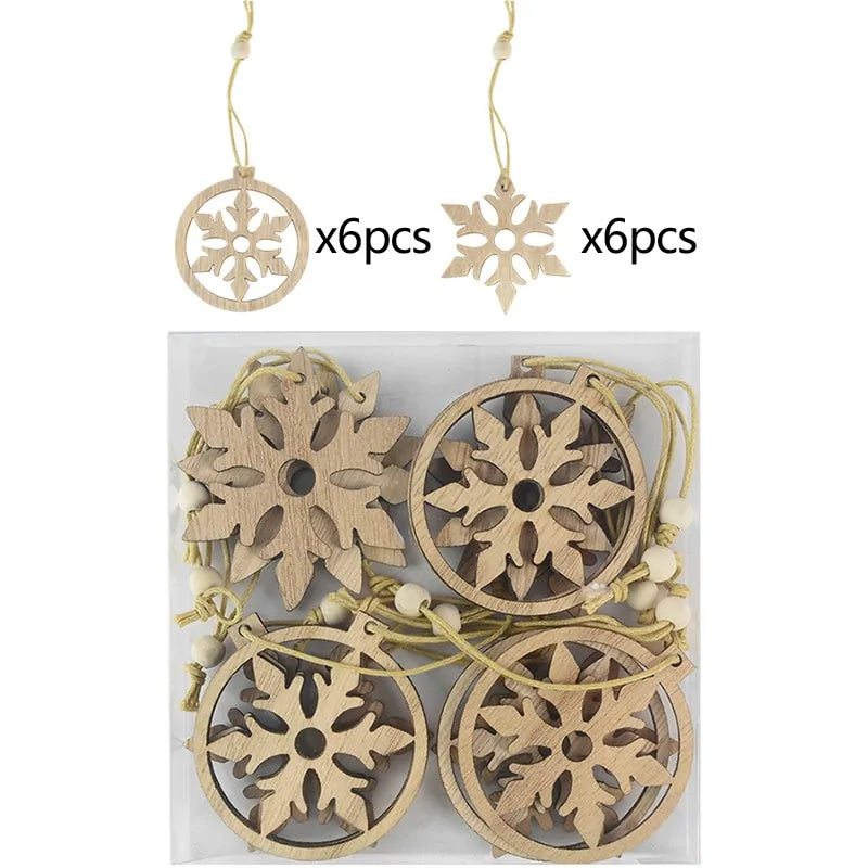 Holiday Christmas Tree Wooden Pendants - Rustic Christmas Ornaments