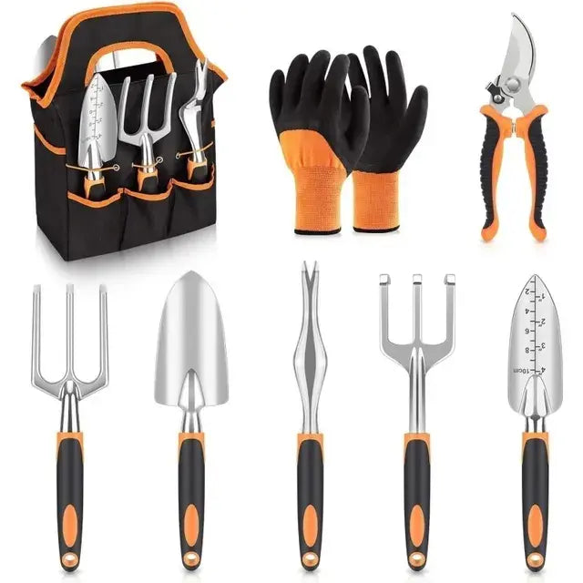 Heavy Duty Gardening Tool Set with Non-Slip Grips & Storage Tote