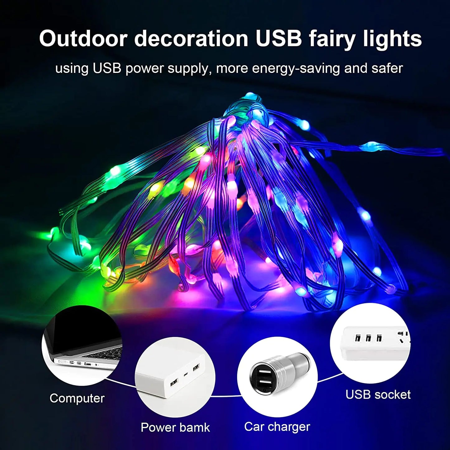 Smart LED String Christmas Decoration Lights - Waterproof Holiday Lights with Remote Control
