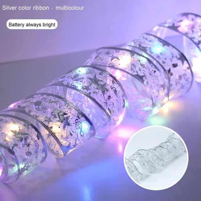 Ribbon Bows with Lights – Gold & Silver Christmas Home Decor