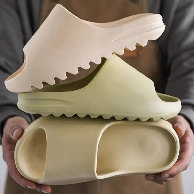 woman holding 3 Summer Slide Sandals