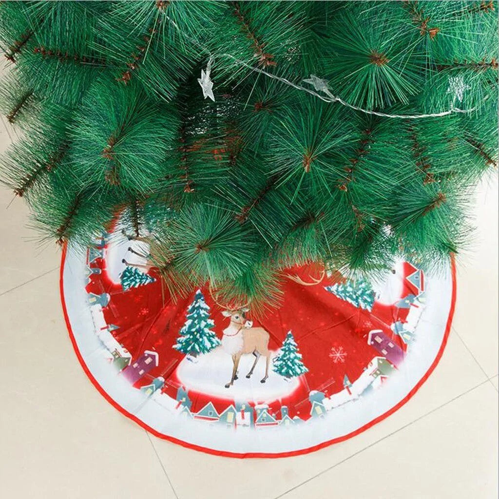 Festive Christmas Tree Skirt Plush Fabric for Holiday Decor and Protection
