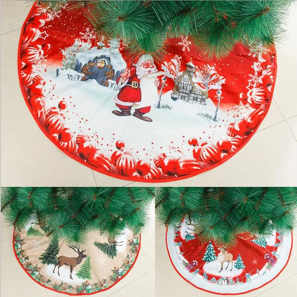 Festive Christmas Tree Skirt Plush Fabric for Holiday Decor and Protection