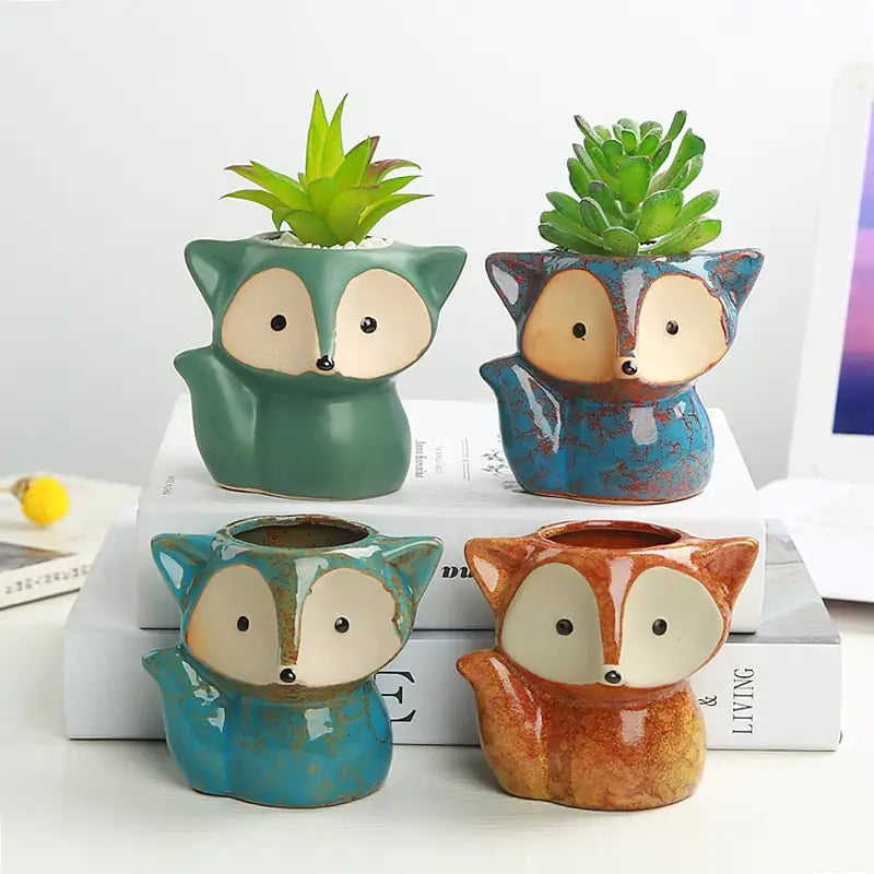 Succulent Plant Pot In Lovely Fox Style – Whimsical Greenery Display for Any Space