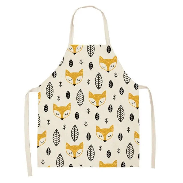 Leaves & Fox Pattern Cooking Apron - Stylish, Comfortable, and Practical