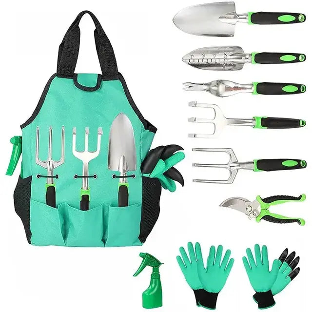 Heavy Duty Gardening Tool Set with Non-Slip Grips & Storage Tote