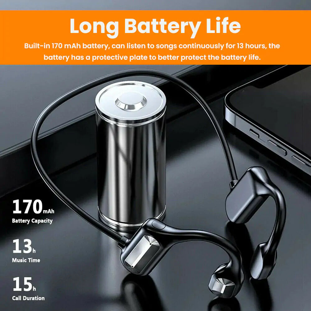Wireless Bluetooth Headset - Bone Conduction Technology for Safe Listening