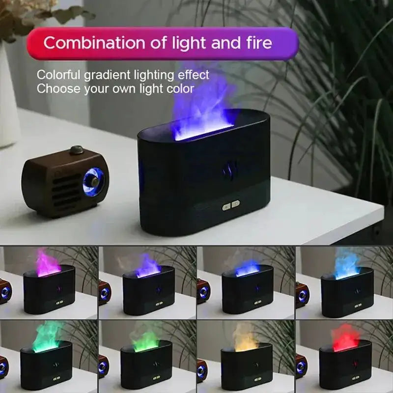 Aroma Diffuser Humidifier – Ultrasonic Air Humidifier with LED Flame Lighting