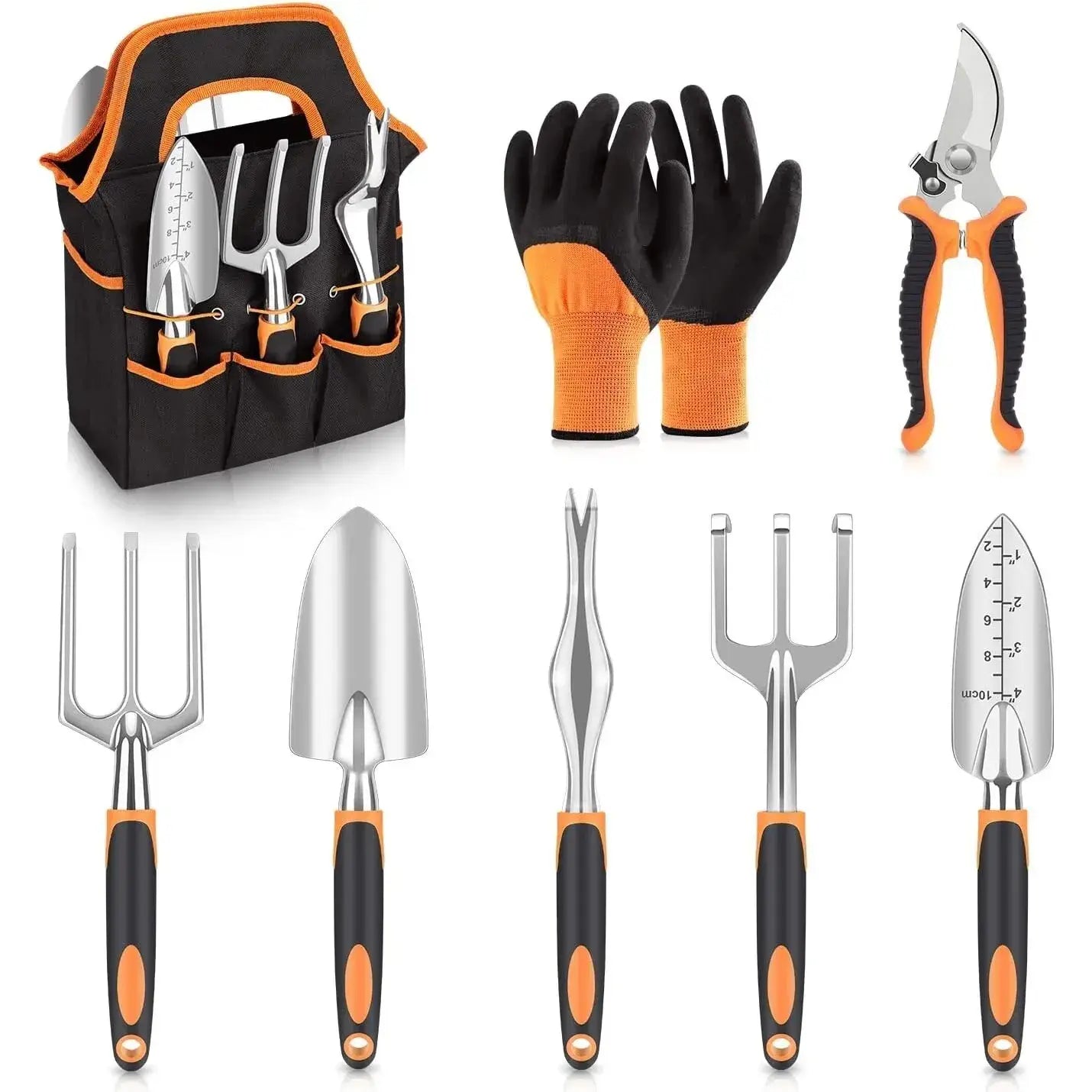 Heavy Duty Gardening Tool Set with Non-Slip Grips & Storage Tote