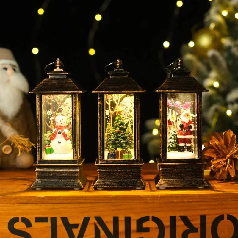 Holiday Lantern - Christmas Snow Globe Vintage Lantern with Music