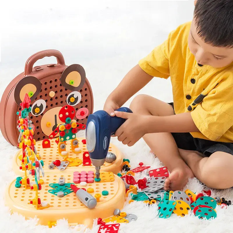Children Electric Drill Toolbox Toy – 3-in-1 Educational Pretend Play Set for Kids