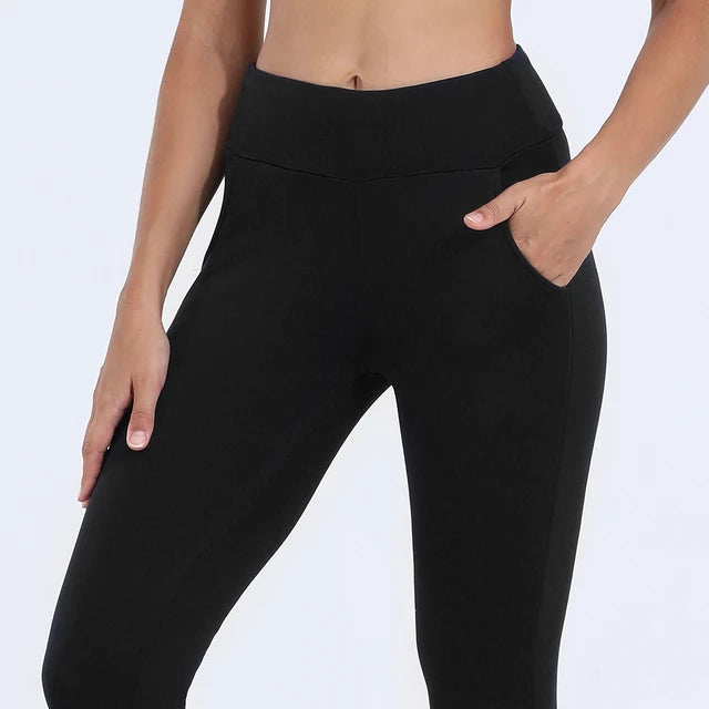 Fleece Lined Winter Thermal Leggings with Pockets - Stay Warm and Functional