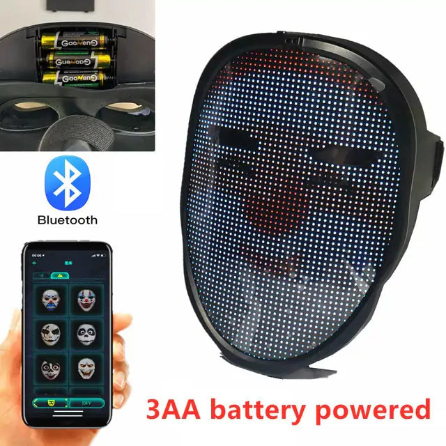 Bluetooth Light Up LED Mask – Light Up Your Costume & Party with Style!