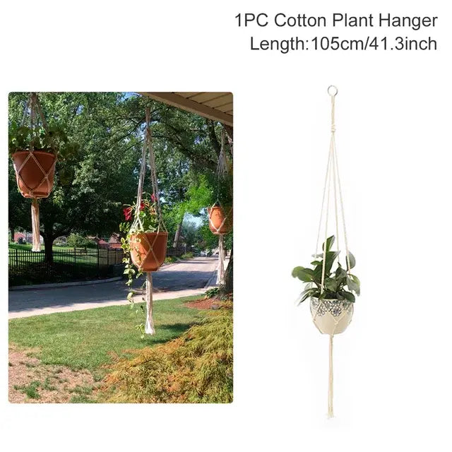 Planta colgante hecha a mano en macramé