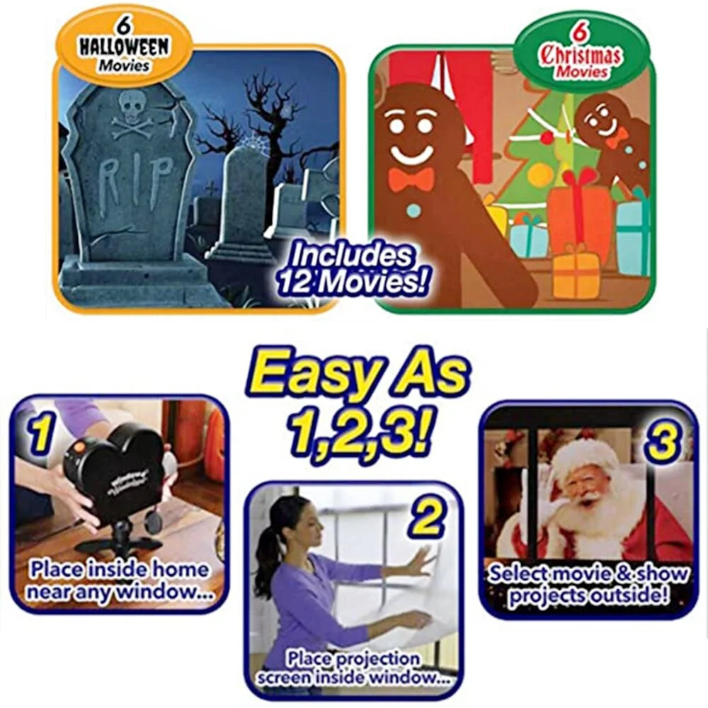 Halloween and Christmas Holographic Projector for Spooky and Festive Decorations