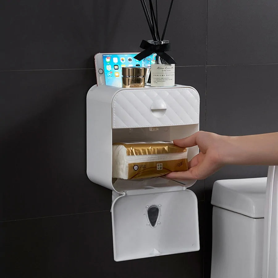 Waterproof Wall Mount Toilet Paper Holder - Hassle-Free Bathroom Organization