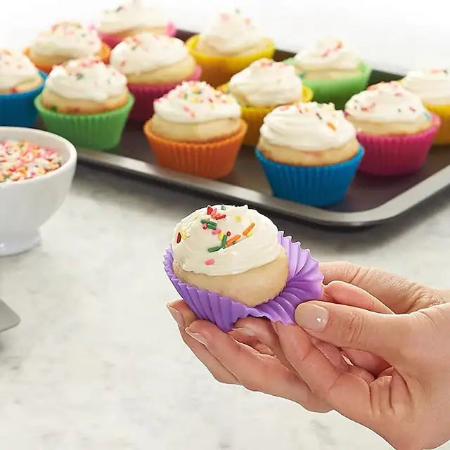 Reusable Silicone Baking Cups Nonstick Muffin Molds – Set of 12