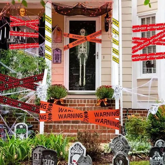 Halloween Warning Caution Tape - Eerie Line Decoration for Spooky Parties