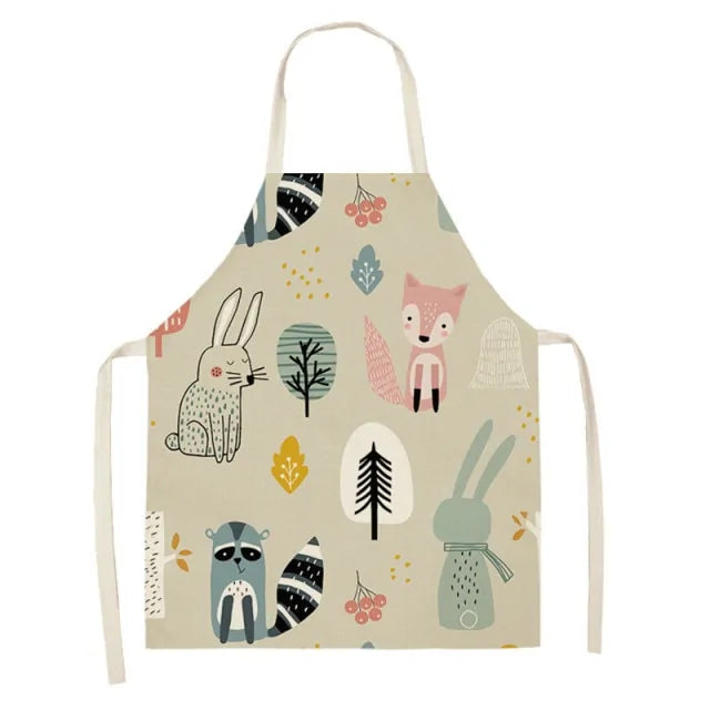 Leaves & Fox Pattern Cooking Apron - Stylish, Comfortable, and Practical