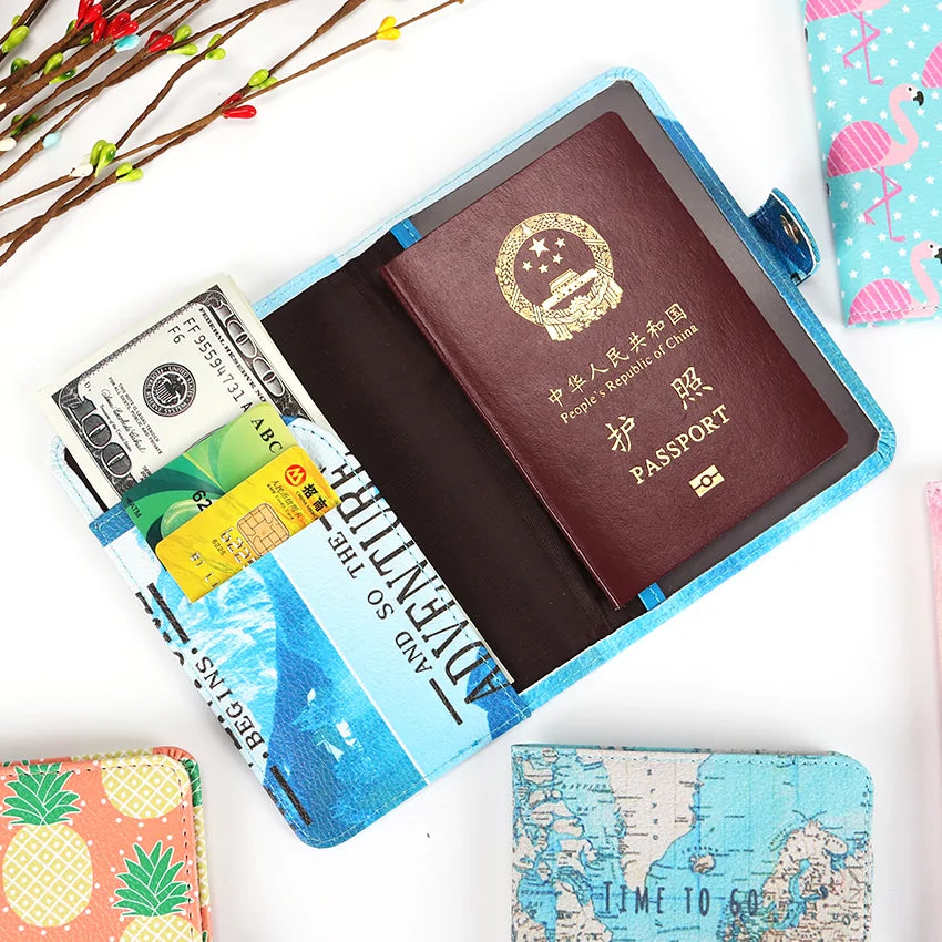 Stylish Passport Holder holding a passport, money, and cards