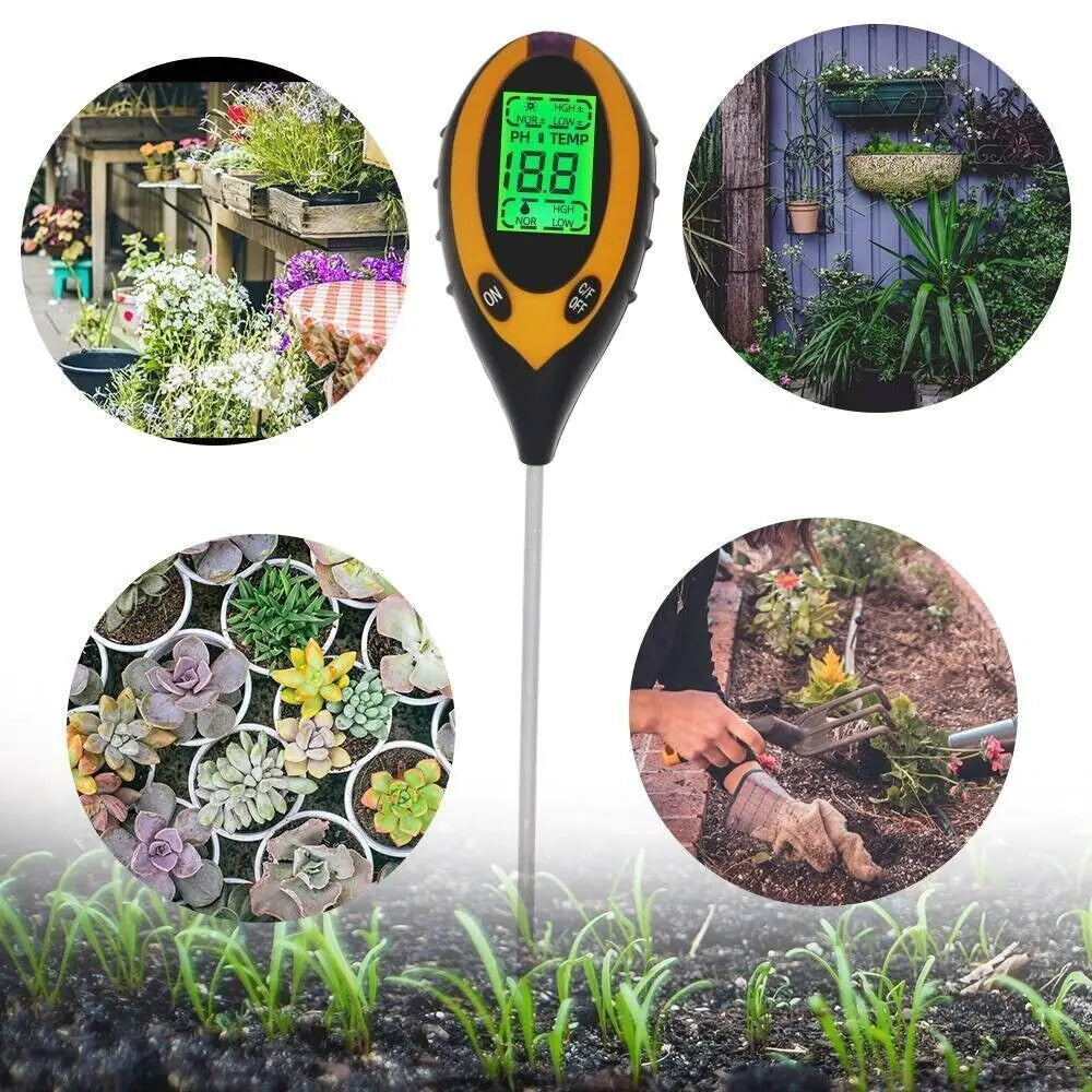 4-in-1 LCD Digital Soil Tester – pH, Moisture, Temperature & Sunlight