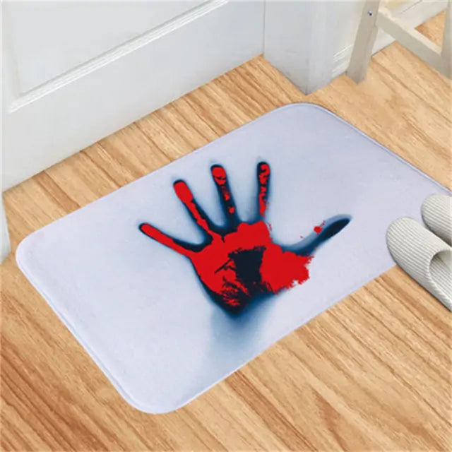 Halloween Bloody Door Mat Realistic Spooky Design with Non-Slip Backing