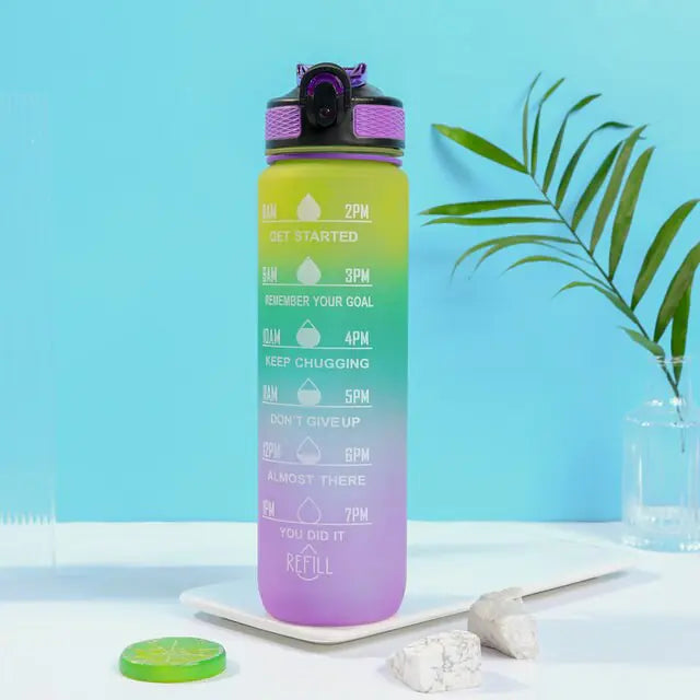 Portable Reusable Plastic Water Bottle with Time Stamps – Eco-Friendly & Convenient