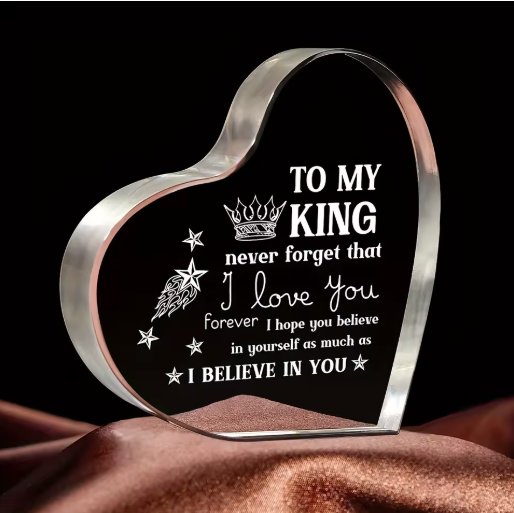 Personalized Acrylic Heart Gift, Side View