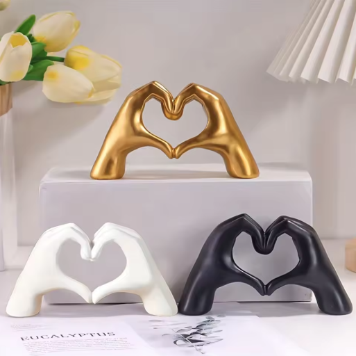 Modern Heart Hand Statue, Front Side