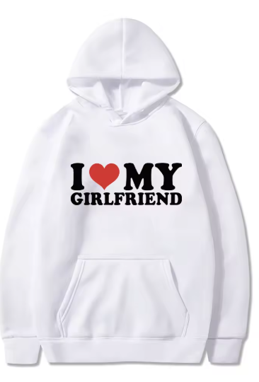 Couples Valentine's Day Hoodie, White Girlfriend Hoodie