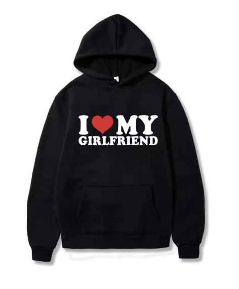 Couples Valentine's Day Hoodie, Black Girlfriend Hoodie