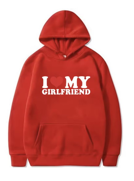 Couples Valentine's Day Hoodie, Red Girlfriend Hoodie