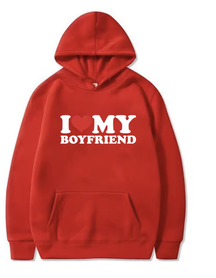 Couples Valentine's Day Hoodie, Red Boyfriend Hoodie