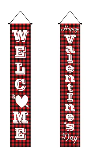 Valentine Love Banner, Checker Pattern