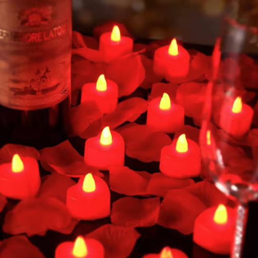 Heart LED Tealight Candles, Red